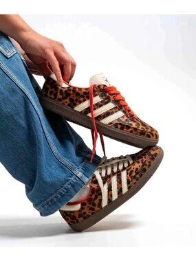 Adidas Samba OG Red Leopard Print Striped Trainers Sneakers Mens 9.5 Womens 10.5